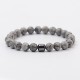 Natural Map Stone Men's Women Beaded Stainless Steel Bracelets Jewelry Tiger Eye