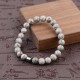 Natural Map Stone Men's Women Beaded Stainless Steel Bracelets Jewelry Tiger Eye