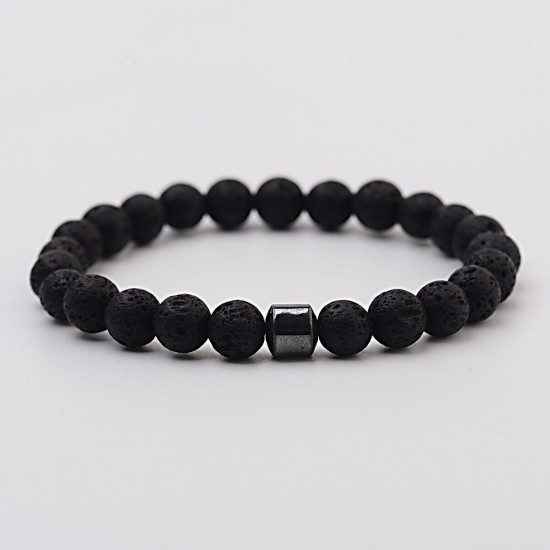 Natural Map Stone Men's Women Beaded Stainless Steel Bracelets Jewelry Tiger Eye