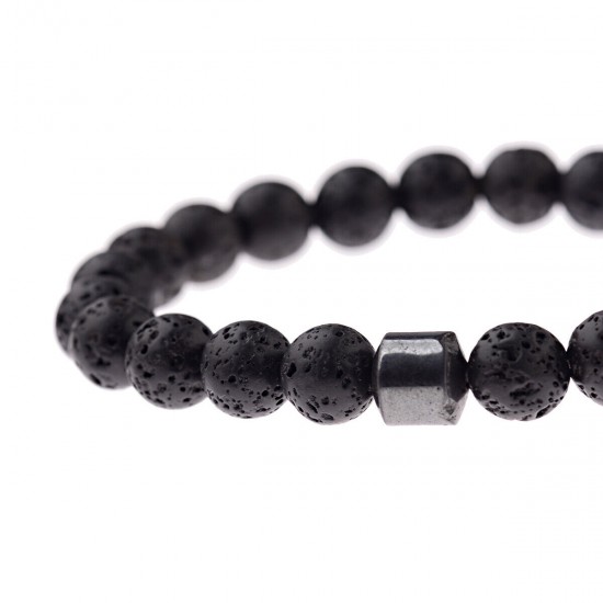 Natural Map Stone Men's Women Beaded Stainless Steel Bracelets Jewelry Tiger Eye