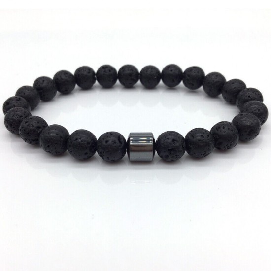 Natural Map Stone Men's Women Beaded Stainless Steel Bracelets Jewelry Tiger Eye