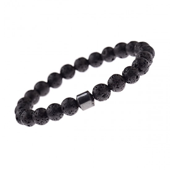 Natural Map Stone Men's Women Beaded Stainless Steel Bracelets Jewelry Tiger Eye