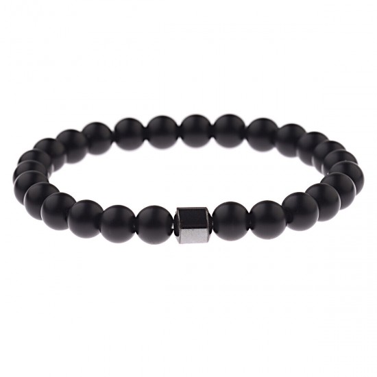 Natural Map Stone Men's Women Beaded Stainless Steel Bracelets Jewelry Tiger Eye