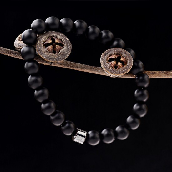 Natural Map Stone Men's Women Beaded Stainless Steel Bracelets Jewelry Tiger Eye