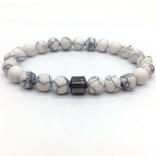Natural Map Stone Men's Women Beaded Stainless Steel Bracelets Jewelry Tiger Eye