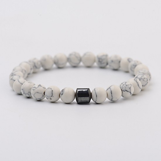Natural Map Stone Men's Women Beaded Stainless Steel Bracelets Jewelry Tiger Eye