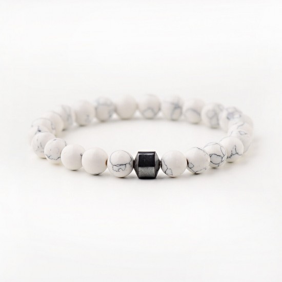 Natural Map Stone Men's Women Beaded Stainless Steel Bracelets Jewelry Tiger Eye