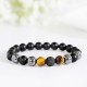 Natural Map Stone Men's Women Beaded Stainless Steel Bracelets Jewelry Tiger Eye