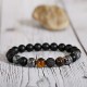 Natural Map Stone Men's Women Beaded Stainless Steel Bracelets Jewelry Tiger Eye