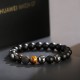Natural Map Stone Men's Women Beaded Stainless Steel Bracelets Jewelry Tiger Eye