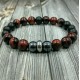 Natural Map Stone Men's Women Beaded Stainless Steel Bracelets Jewelry Tiger Eye