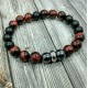 Natural Map Stone Men's Women Beaded Stainless Steel Bracelets Jewelry Tiger Eye