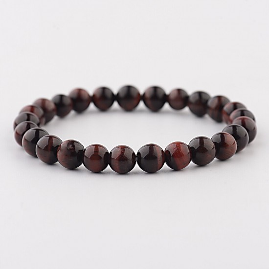 Natural Map Stone Men's Women Beaded Stainless Steel Bracelets Jewelry Tiger Eye