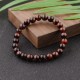 Natural Map Stone Men's Women Beaded Stainless Steel Bracelets Jewelry Tiger Eye