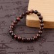 Natural Map Stone Men's Women Beaded Stainless Steel Bracelets Jewelry Tiger Eye