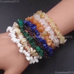 Handmade 5-8mm Mixed Natural Gemstone Chip Beads Stretchy Bracelet Healing Reiki