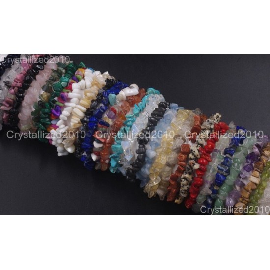 Handmade 5-8mm Mixed Natural Gemstone Chip Beads Stretchy Bracelet Healing Reiki