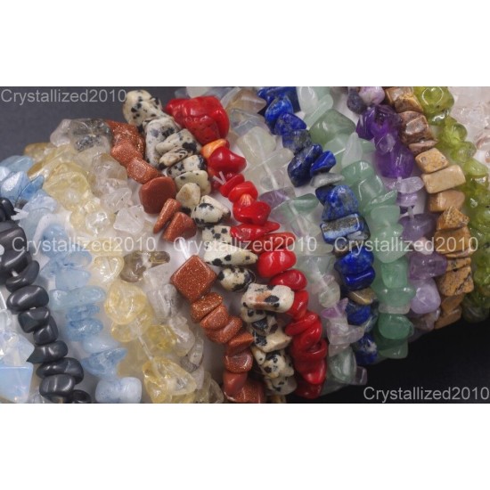 Handmade 5-8mm Mixed Natural Gemstone Chip Beads Stretchy Bracelet Healing Reiki