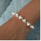 Sterling Silver Diamante Crystal Pearl Tennis Bracelet Cubic Zirconia Bangle