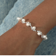 Sterling Silver Diamante Crystal Pearl Tennis Bracelet Cubic Zirconia Bangle