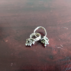 Vintage Toe Rings Old Silver Jewelry Pair Tribal Lady Collectible Bells Attached