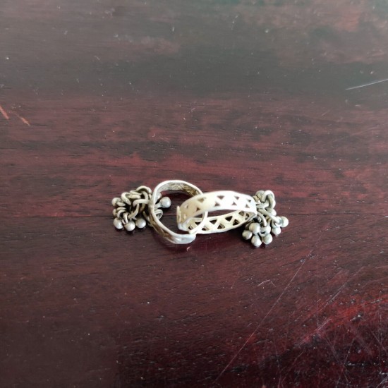 Vintage Toe Rings Old Silver Jewelry Pair Tribal Lady Collectible Bells Attached