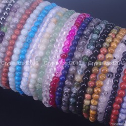 Handmade 4mm AAA Natural Gemstone Round Beads Stretchy Bracelet Healing Reiki 7"