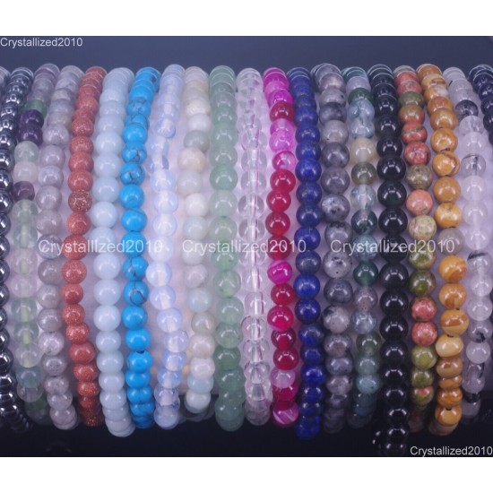 Handmade 4mm AAA Natural Gemstone Round Beads Stretchy Bracelet Healing Reiki 7"