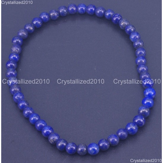 Handmade 4mm AAA Natural Gemstone Round Beads Stretchy Bracelet Healing Reiki 7"