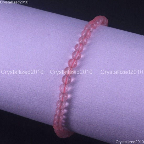 Handmade 4mm AAA Natural Gemstone Round Beads Stretchy Bracelet Healing Reiki 7"