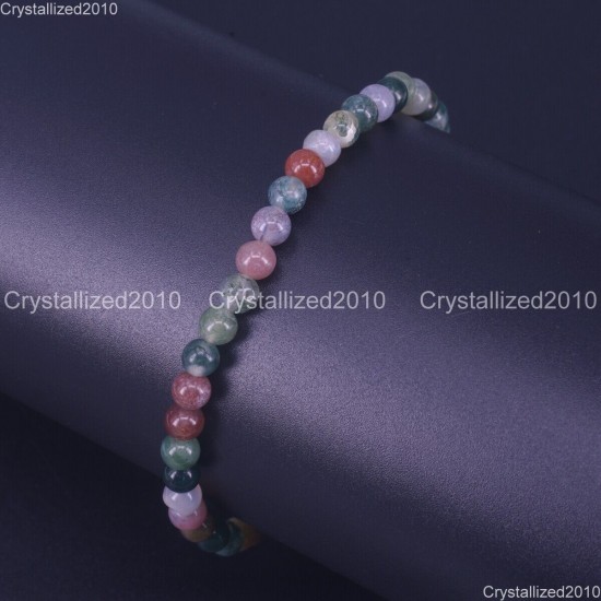 Handmade 4mm AAA Natural Gemstone Round Beads Stretchy Bracelet Healing Reiki 7"