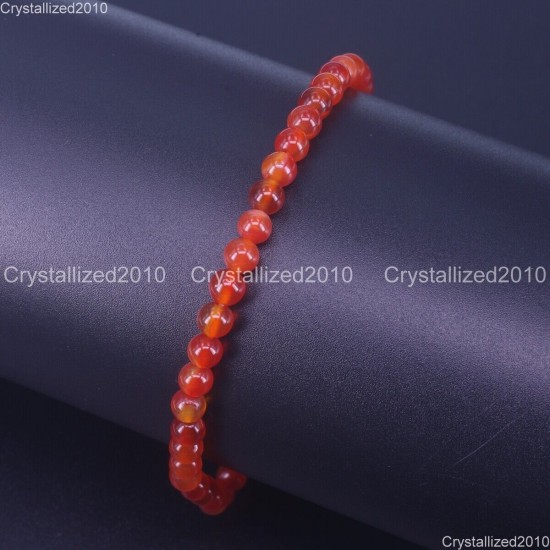 Handmade 4mm AAA Natural Gemstone Round Beads Stretchy Bracelet Healing Reiki 7"
