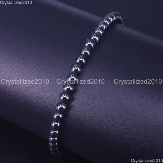 Handmade 4mm AAA Natural Gemstone Round Beads Stretchy Bracelet Healing Reiki 7"