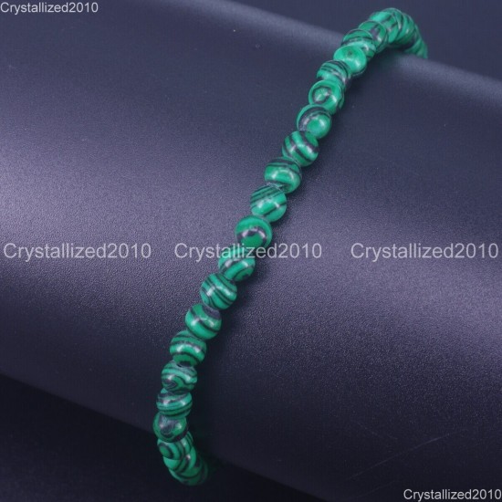 Handmade 4mm AAA Natural Gemstone Round Beads Stretchy Bracelet Healing Reiki 7"