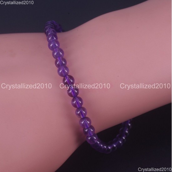 Handmade 4mm AAA Natural Gemstone Round Beads Stretchy Bracelet Healing Reiki 7"