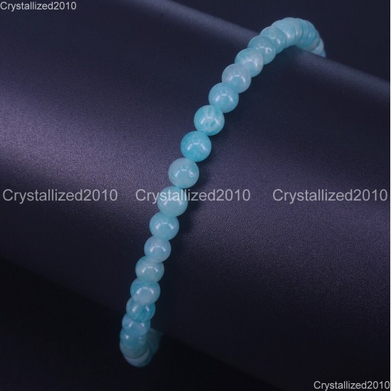 Handmade 4mm AAA Natural Gemstone Round Beads Stretchy Bracelet Healing Reiki 7"