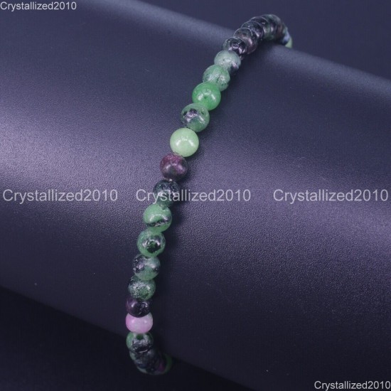 Handmade 4mm AAA Natural Gemstone Round Beads Stretchy Bracelet Healing Reiki 7"