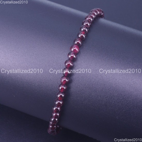 Handmade 4mm AAA Natural Gemstone Round Beads Stretchy Bracelet Healing Reiki 7"
