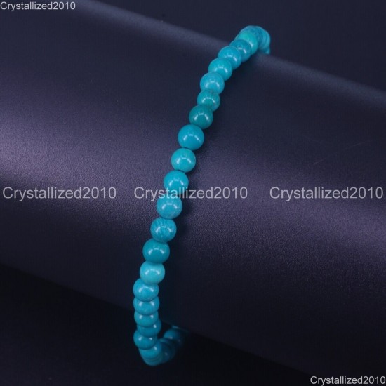 Handmade 4mm AAA Natural Gemstone Round Beads Stretchy Bracelet Healing Reiki 7"