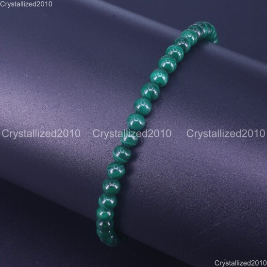 Handmade 4mm AAA Natural Gemstone Round Beads Stretchy Bracelet Healing Reiki 7"