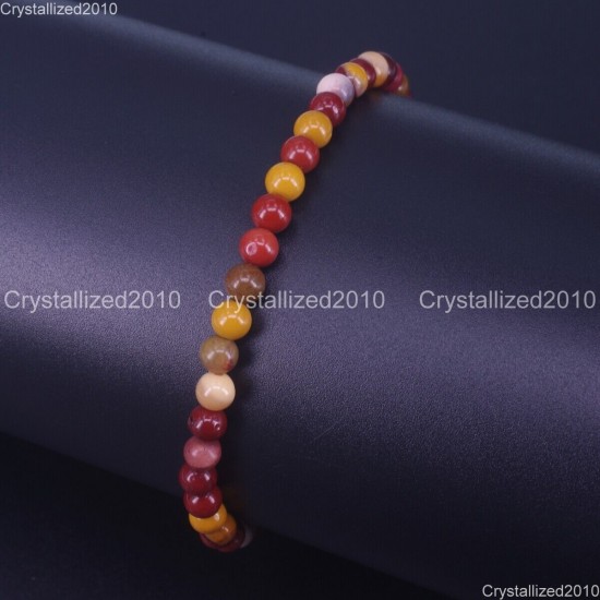 Handmade 4mm AAA Natural Gemstone Round Beads Stretchy Bracelet Healing Reiki 7"