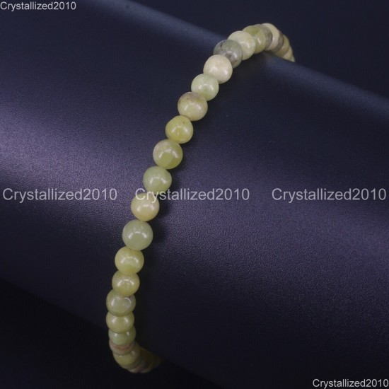 Handmade 4mm AAA Natural Gemstone Round Beads Stretchy Bracelet Healing Reiki 7"
