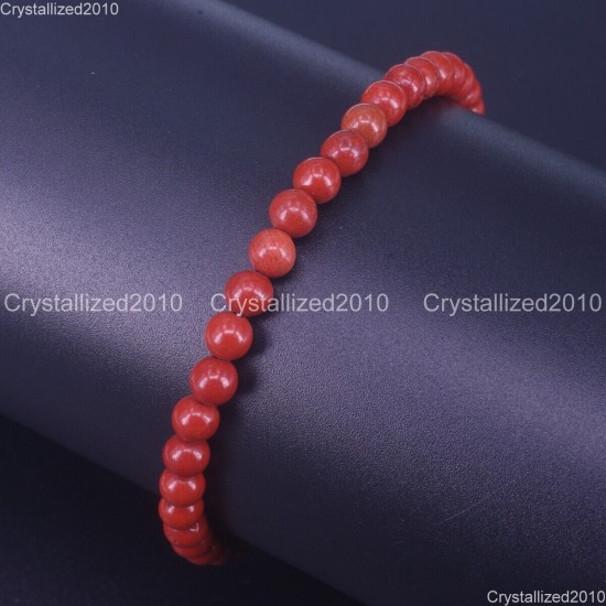 Handmade 4mm AAA Natural Gemstone Round Beads Stretchy Bracelet Healing Reiki 7"
