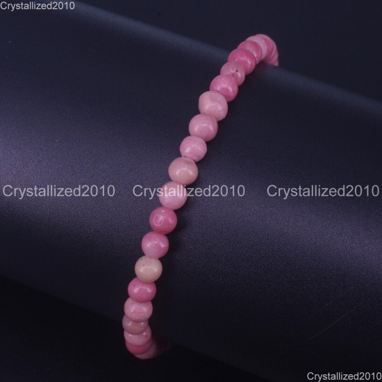 Handmade 4mm AAA Natural Gemstone Round Beads Stretchy Bracelet Healing Reiki 7"