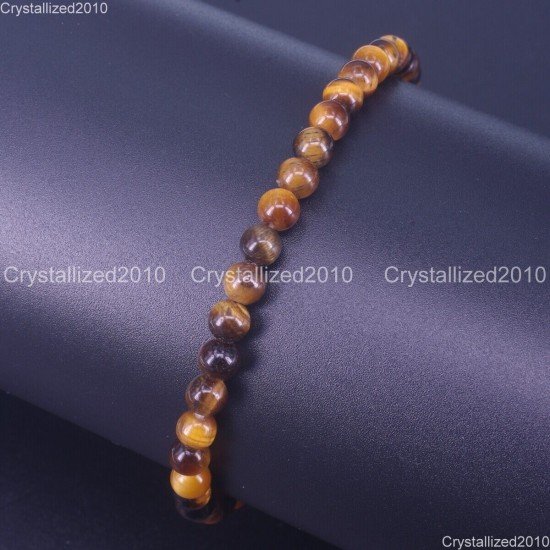 Handmade 4mm AAA Natural Gemstone Round Beads Stretchy Bracelet Healing Reiki 7"