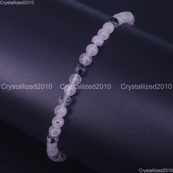 Handmade 4mm AAA Natural Gemstone Round Beads Stretchy Bracelet Healing Reiki 7"