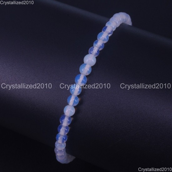 Handmade 4mm AAA Natural Gemstone Round Beads Stretchy Bracelet Healing Reiki 7"