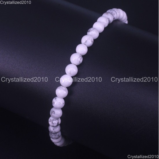 Handmade 4mm AAA Natural Gemstone Round Beads Stretchy Bracelet Healing Reiki 7"