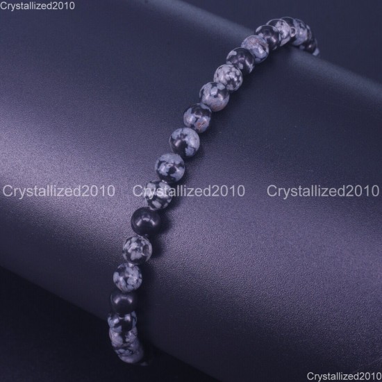 Handmade 4mm AAA Natural Gemstone Round Beads Stretchy Bracelet Healing Reiki 7"