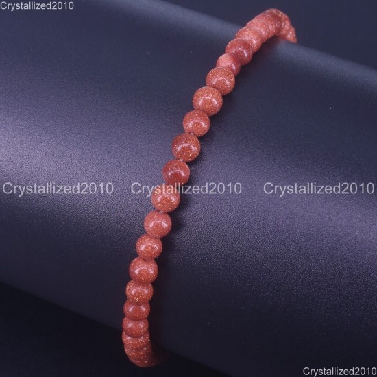 Handmade 4mm AAA Natural Gemstone Round Beads Stretchy Bracelet Healing Reiki 7"